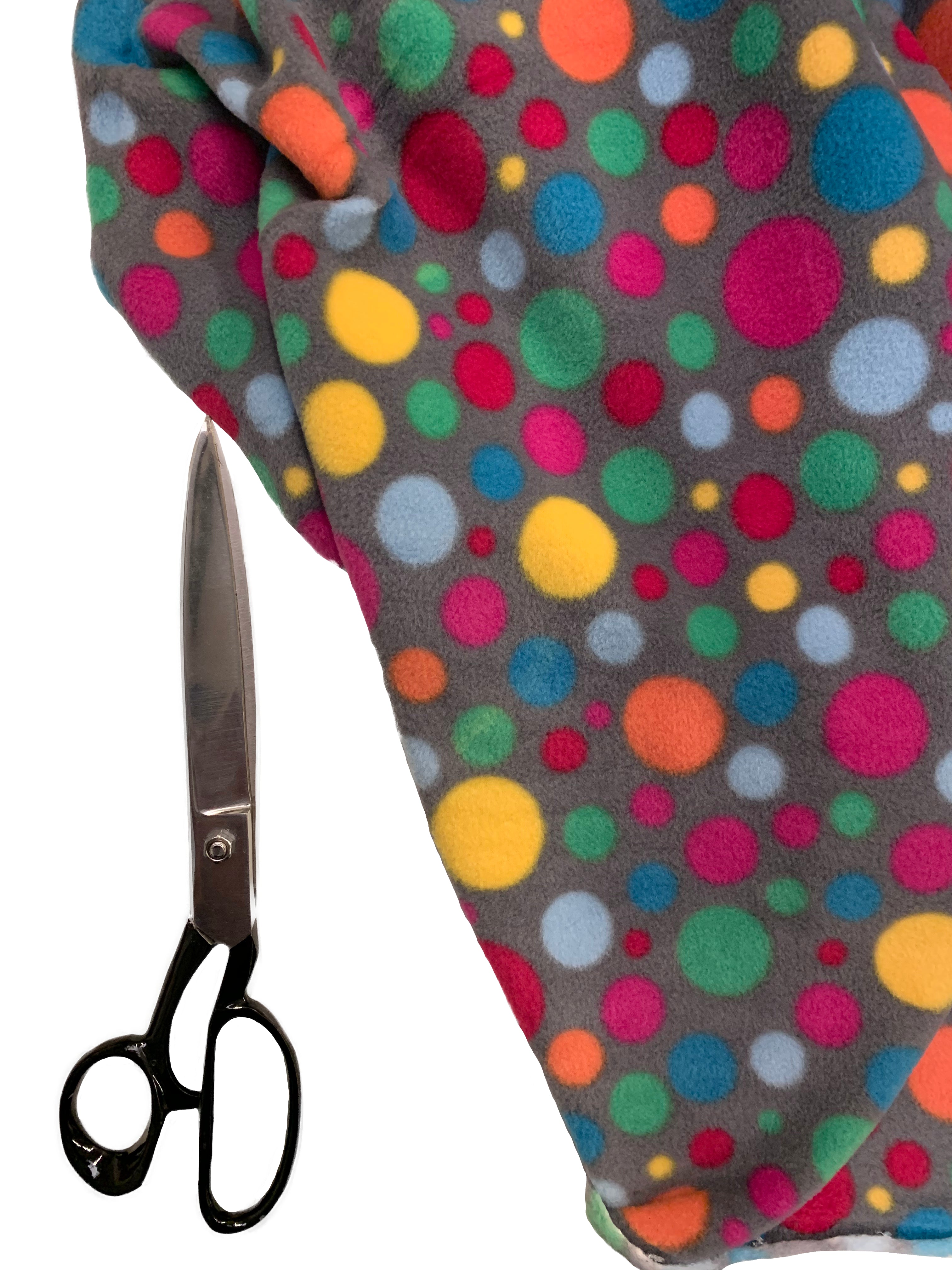 Buy grey-multi-spots Printed Polar Fleece Fabric Spots &amp; Stars Prints