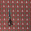 Dark Red Xmas Tree Print French Terry Brushed Back-2