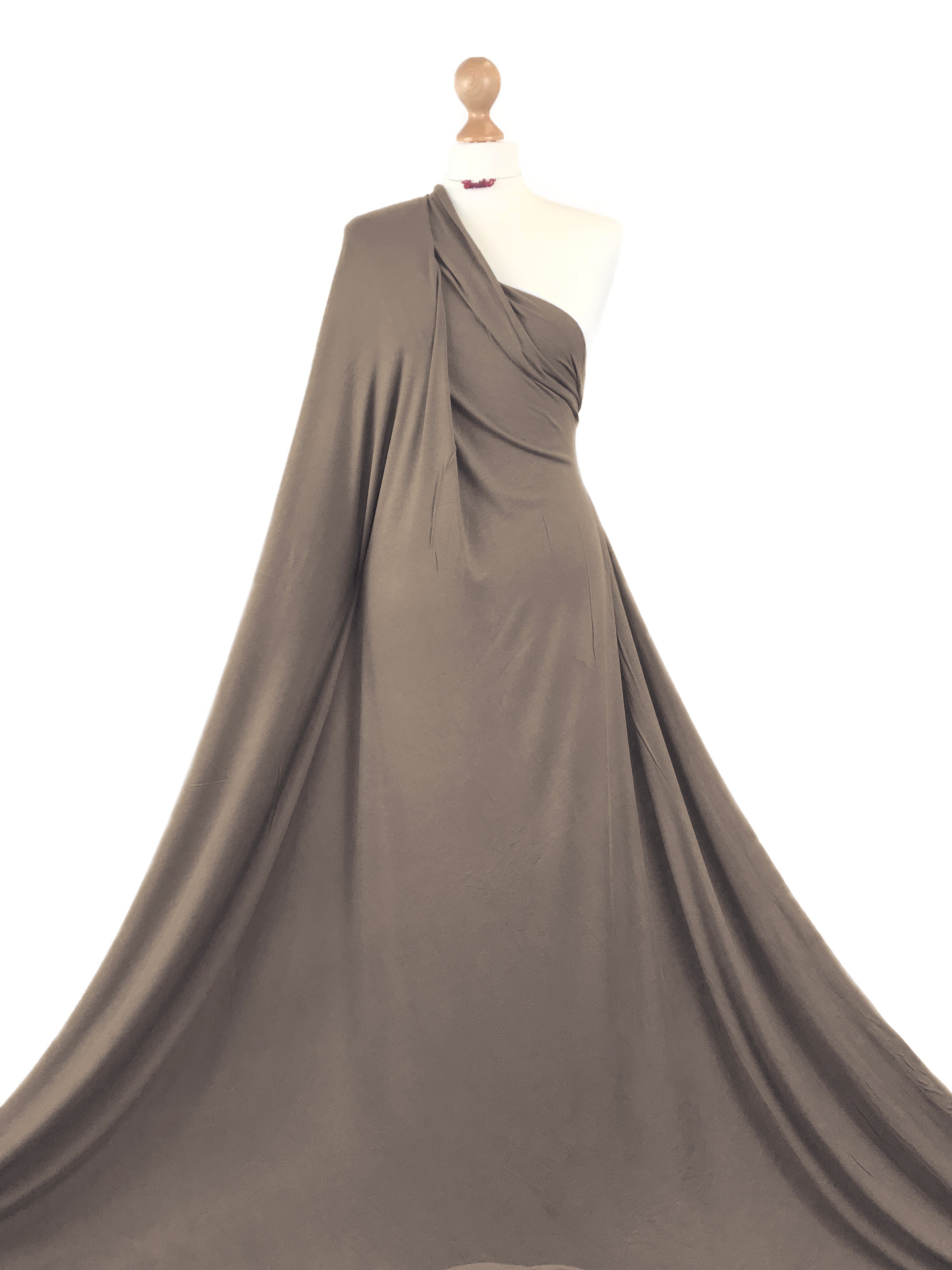 Buy mocca Viscose Jersey 4 Way Stretch Fabric