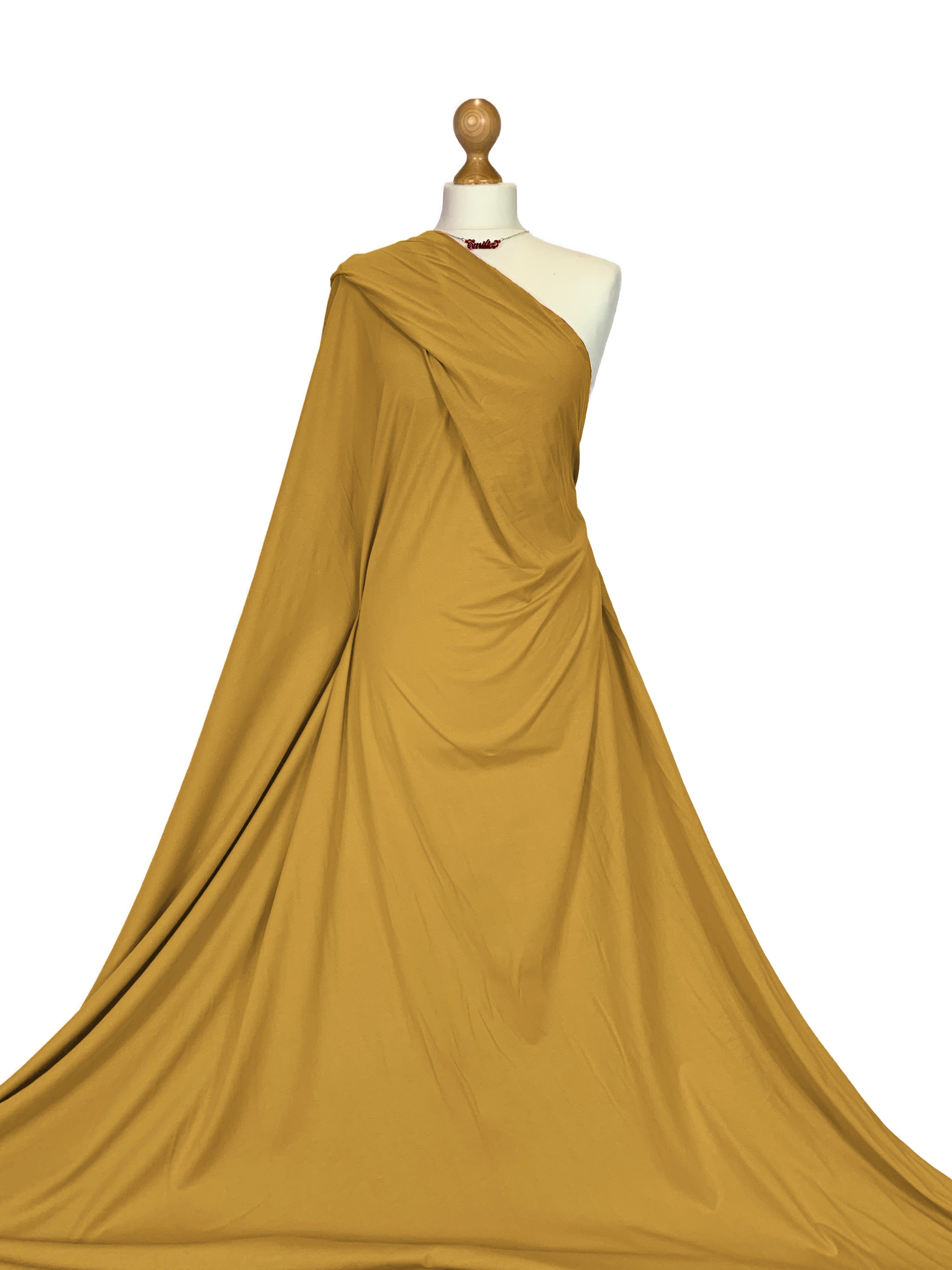 Buy mustard Cotton Elastane 4 Way Stretch Jersey Fabric