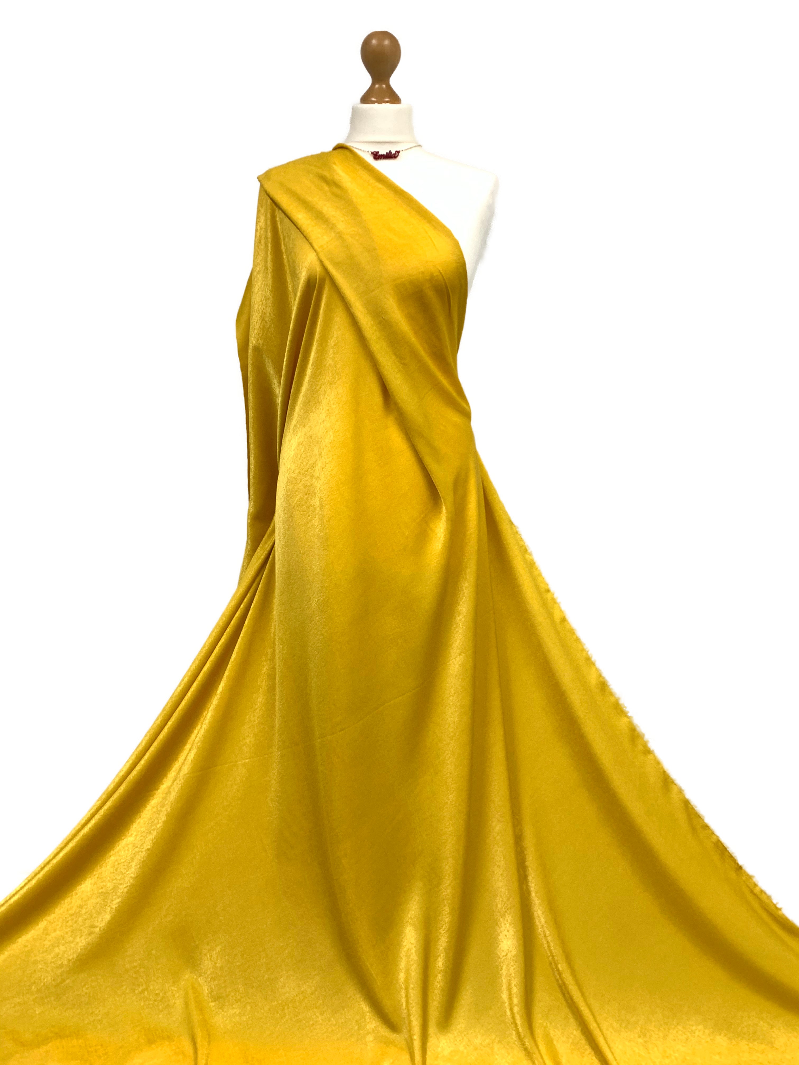 Buy mustard Crepe Satin Fabric