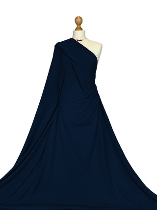 Compra blu-navy Tessuto in jersey elasticizzato a 4 vie in cotone elastan