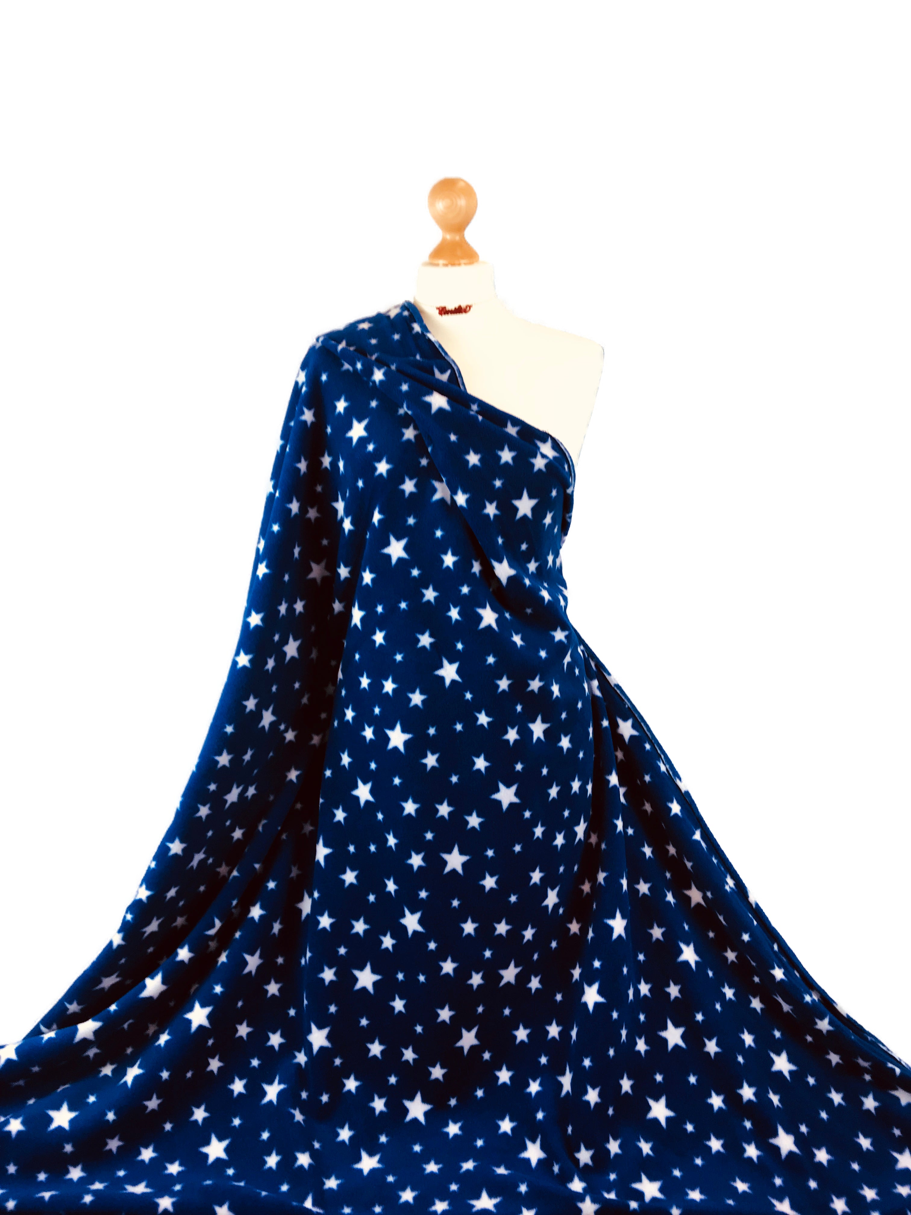 Comprar estrellas-azul-marino Tejido Polar Estampado Estampado Lunares y Estrellas