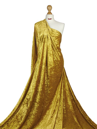 Buy gold Crushed Velvet 2 Way Stretch Fabric