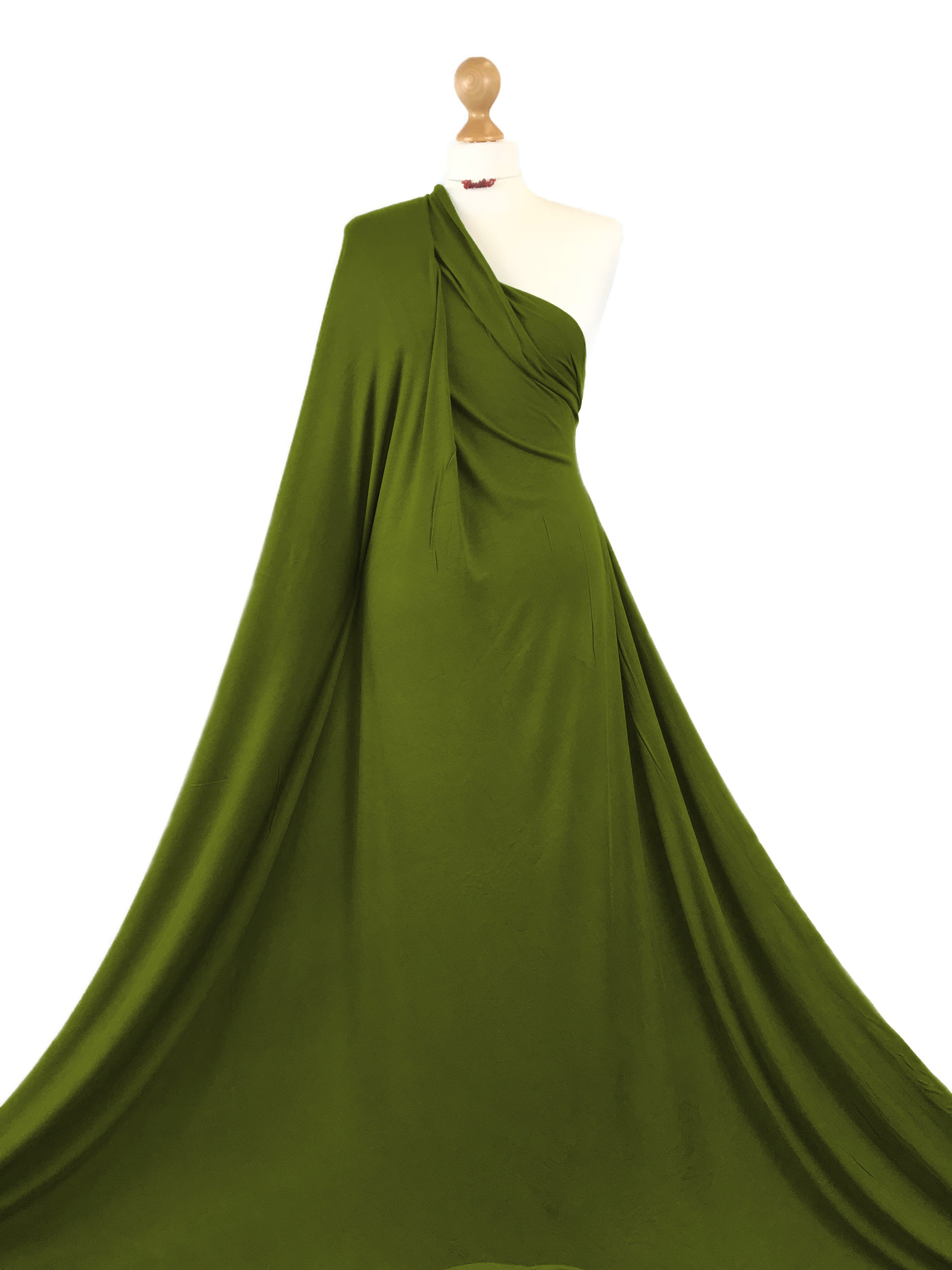 Buy olive Viscose Jersey 4 Way Stretch Fabric