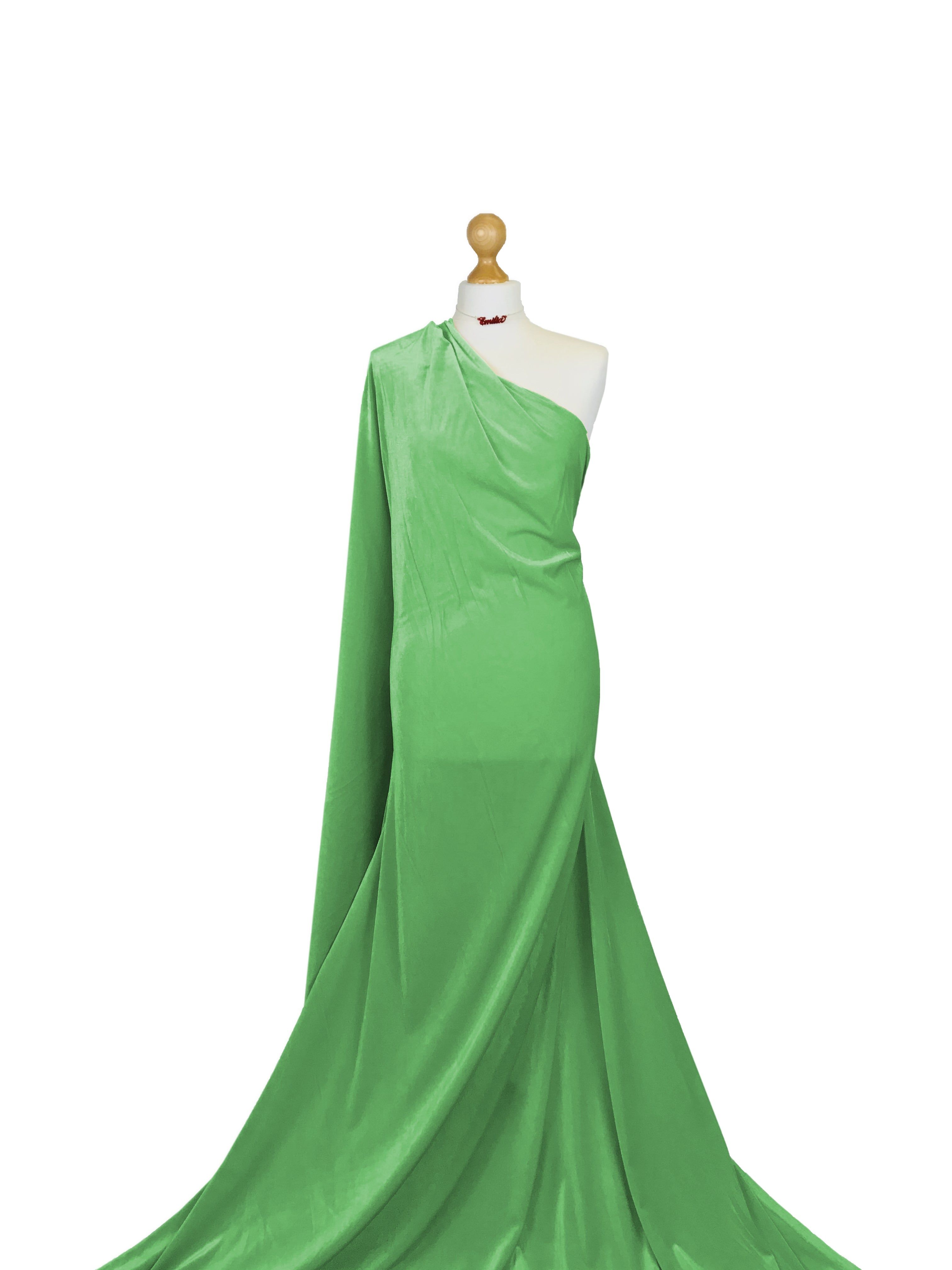 Buy pastel-green Velour Velvet 4 Way Stretch Fabric