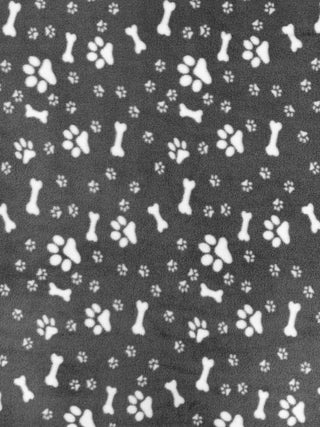Compra zampe-e-ossa-grigie Tessuto in pile polare stampato con stampe animalier