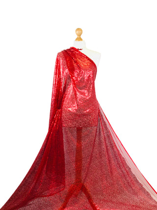 Compra rosso Tessuto elasticizzato a 2 vie con paillettes