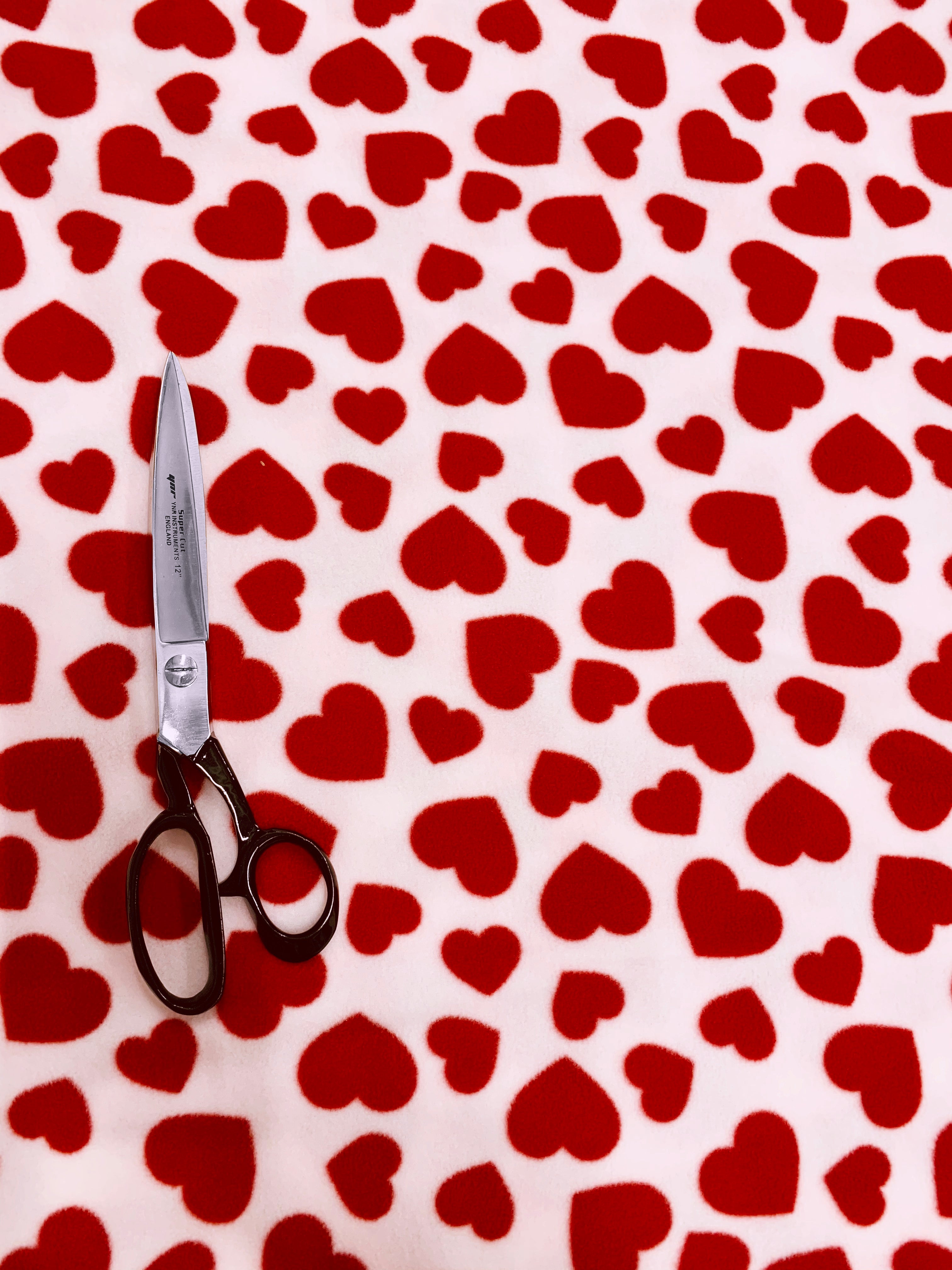 Buy hearts-on-white Printed Polar Fleece Fabric Hearts Prints