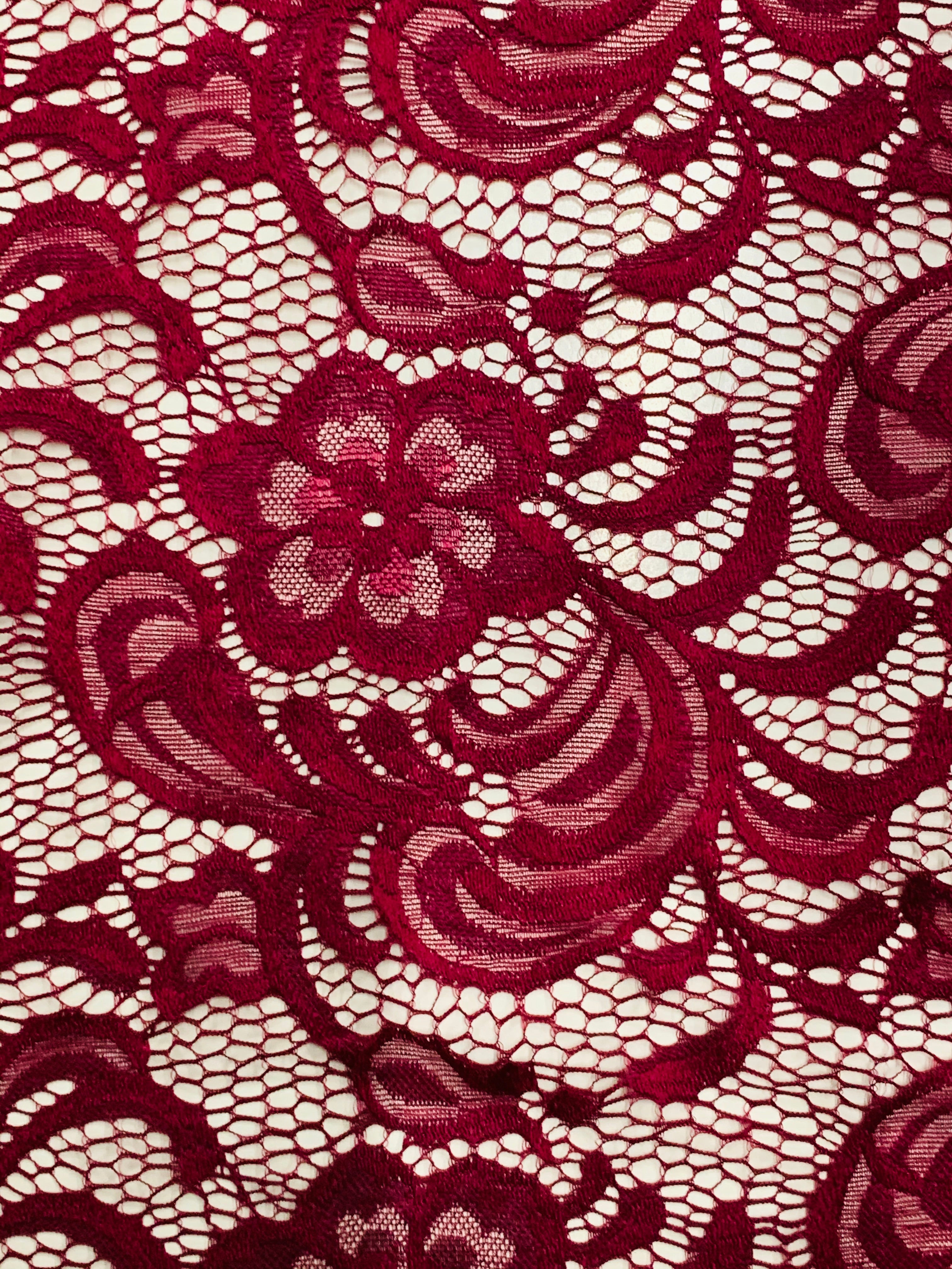 Crochet Scalloped Floral Lace 2 Way Stretch Fabric