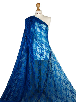 Buy royal-blue Floral Lace 4 Way stretch Fabric