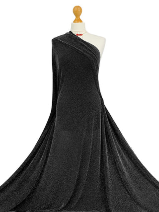 Compra argento-su-nero Tessuto elasticizzato in jersey a pois lurex