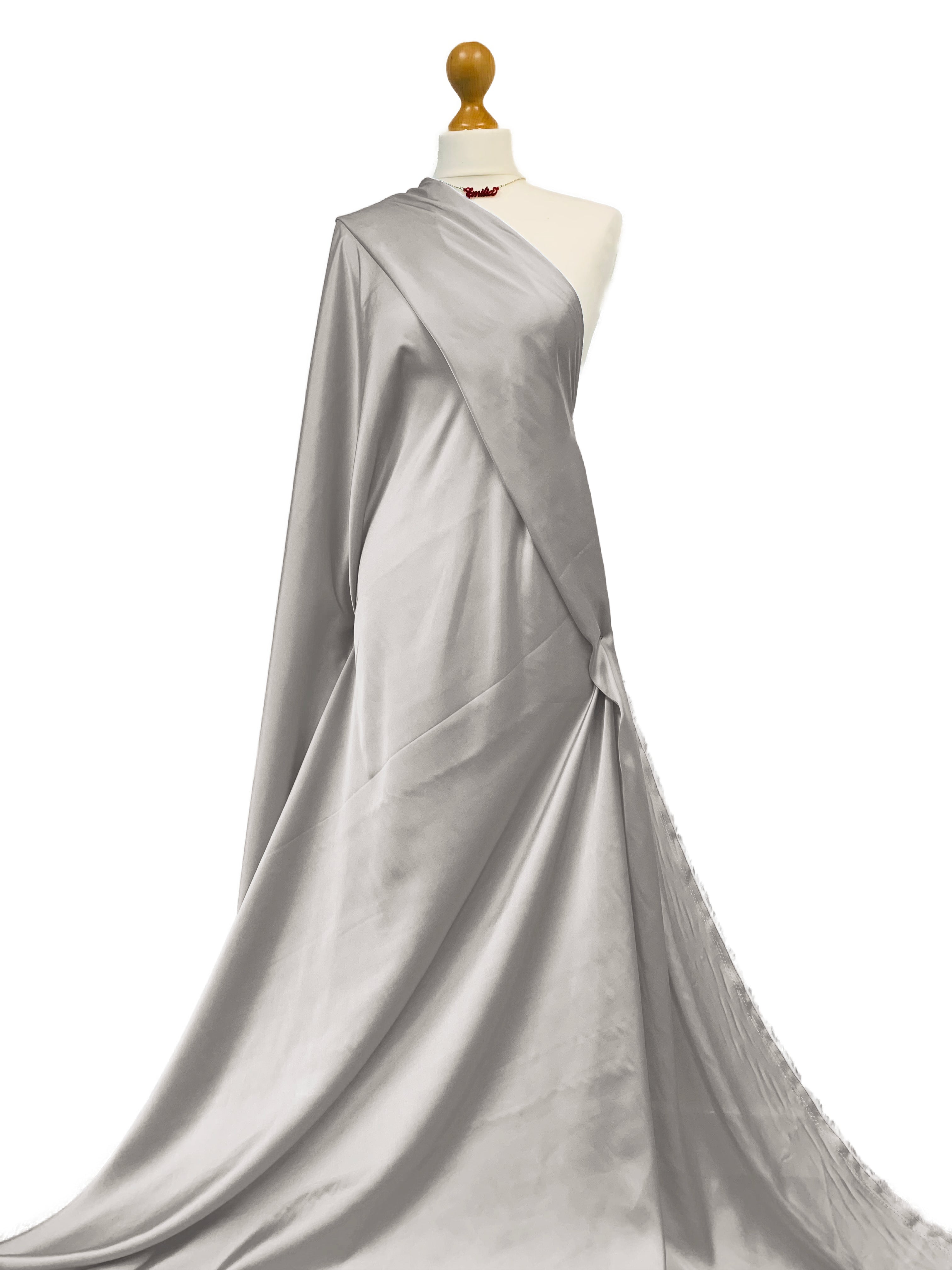 Buy silver Silky Satin Fabric