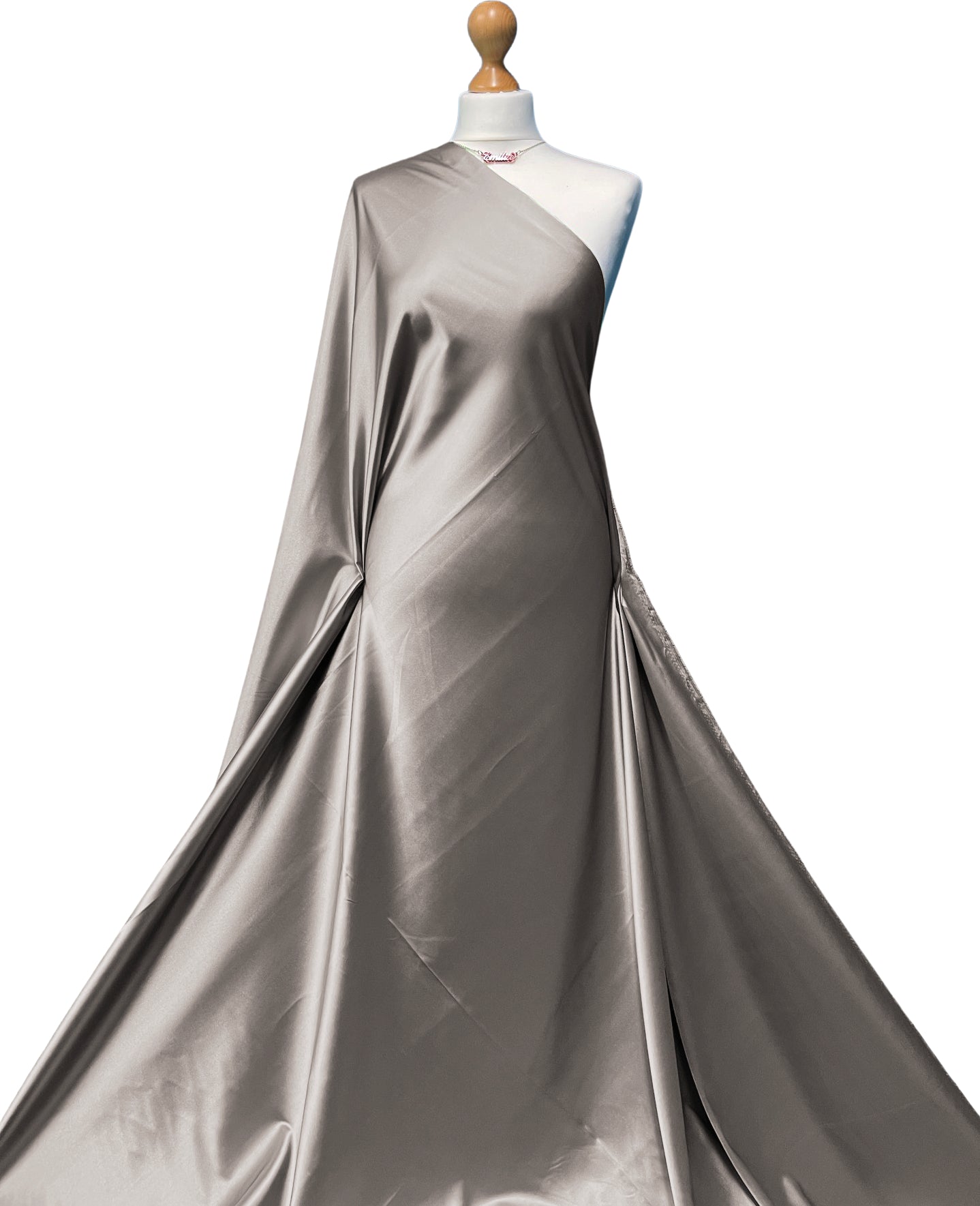 Buy silver Stretch Satin 2 Way Stretch Fabric