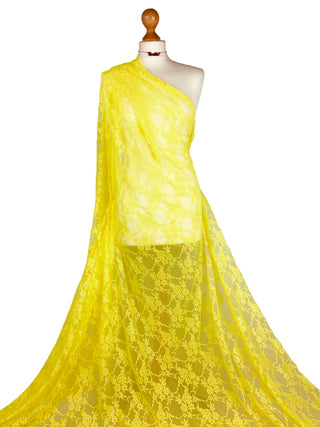 Buy yellow Floral Lace 4 Way stretch Fabric